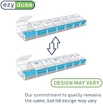 Ezy Dose Hebdomadaire7-Day) Organisateur de pilules, cas de médecine X-Grande, vitamine bleue/claire & Planificateur de compléments, compartiments à bouton-poussoir, pratique & Facile à utiliser, Amies des voyages, sans BPA
