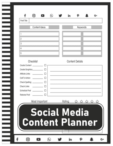 Social Media Content Planner: Notebook for Tracking Your Social Media