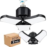 2-Pack LED Garage Lights, 80W LED Shop Light 5000K 6000LM Three-Leaf Garage Ceiling Light Fixtures,A