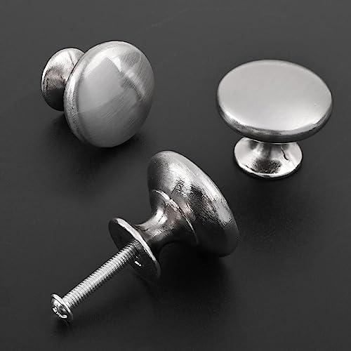 ShipeeKin 4X Cabinet Hardware Round Mushroom Knob Satin Brushed Nickel Wardrobe Drawer Pull Handles 30mm for Kitchen Cupboard Furniture Chest Door Dresser Bathroom - Image 3