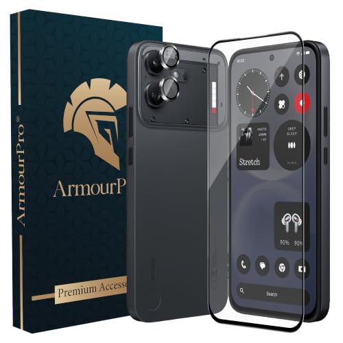Image of ArmourPro Edge to Edge Tempered Glass for Nothing Phone (4b) with Black Camera Ring Guard, 9H Screen Protector, Anti-Scratch, Anti-Fingerprint, Bubble-Free Installation Kit