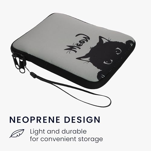kwmobile Neoprene e-Reader Pouch Size 6\" eReader - Universal eBook Sleeve Case with Zipper, Wrist Strap - Grey/Black