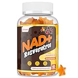 NAD+ Resveratrol-Gummis 1310mg, Hochdosierte Formel mit TMG, Hydrolysiertem Meereskollagen und Schwarzem Pfefferextrakt, NAD-Ergänzung, Orangengeschmack, 60 Gummis