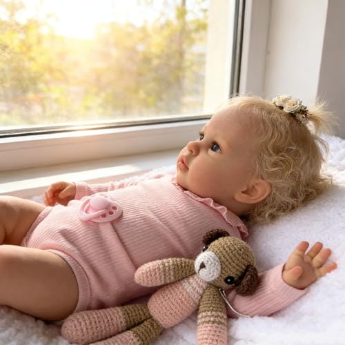 Muñeca Reborn Bebé Realista 24 Pulgadas Pelo Rubio miniatura 4