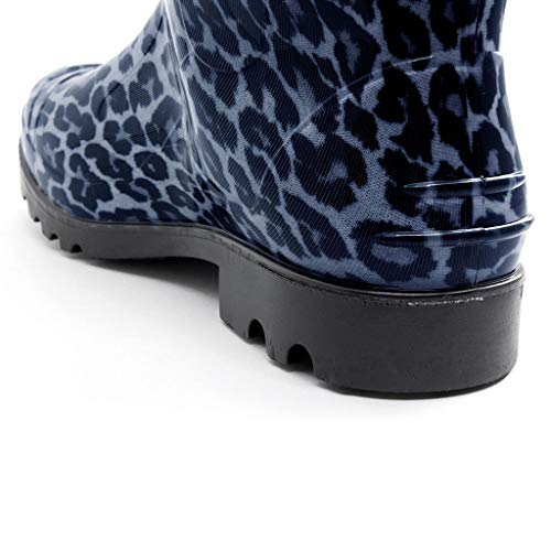 Bota Galocha Feminina Onça Cano Longo Impermeável Pvc Leve Azul - 36/37