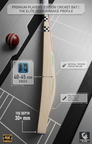 Image of SAG Sport English Willow Leather Cricket Bat Full Size | Crafted from Premium English Willow | Lightweight & Durable with Ergonomic Grip | Ideal for Adults, Power Hitting, Club Matches & Tournaments