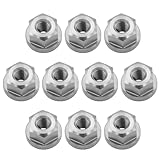 TIRYTU 10PCS Titanium Flange Hex Nut M6, Lightweight Design | Durable Fasteners for Bicycle Upgrades/Motorcycle Accessories/Precision Engineering (Natural Titanium Color)