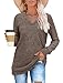 Sampeel Womens Long Sleeve Fall Tunic Tops V Neck Casual Shirts Lightweight Sweatshirt Fashion Loose Fit 2025 Coffee S