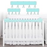 Vjningu Crib Rail Covers, Wrapped Rail Cover 3 Pcs (One Set) Anti-Collision Strip Corner Cover for Teething Bed Guardrail Cover Furniture Boys & Girls for Standard Crib（Green）