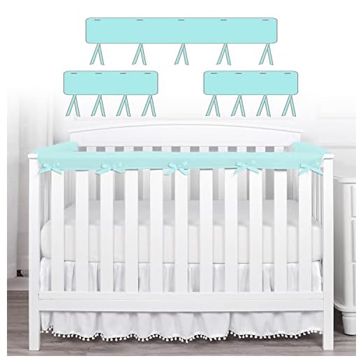 Vjningu Crib Rail Covers, Wrapped Rail Cover 3 Pcs (One Set) Anti-Collision Strip Corner Cover for Teething Bed Guardrail Cover Furniture Boys & Girls for Standard Crib（Green）