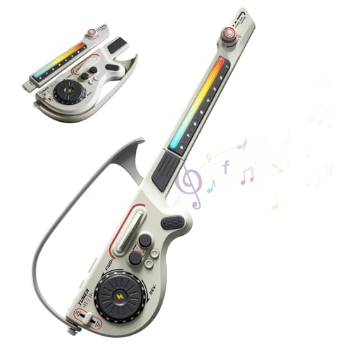 Childrens Musical Guitar Play Set Bluetooth Kids Electric Smart Guitar with DJ Turnable Lights 4 Tones Foldable Electric Stringless Guitars Toy Gift for Music Enlighten Beginners Toddlers