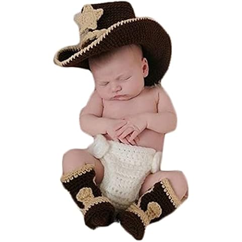 Newborn Photography Prop Baby Crochet Photography Prop Cowboy Set Costume Outfits Cover