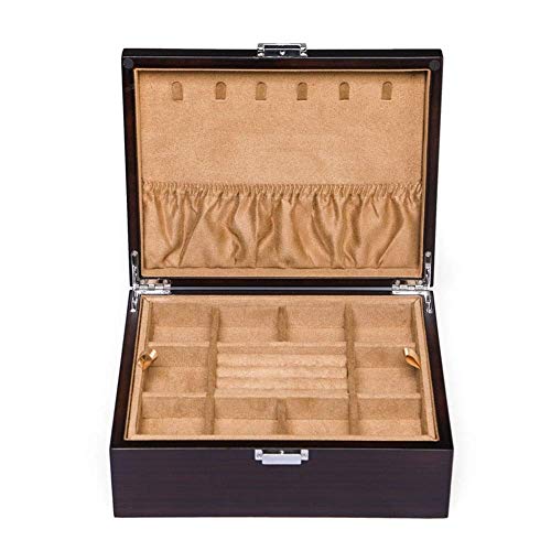 Boîte à bijoux double couche en bois étui de rangement grand volume colliers bagues