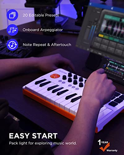 Hxw EMK-25 WHITE Emk-25 Professional Bluetooth Midi Keyboard Controller thumb #4