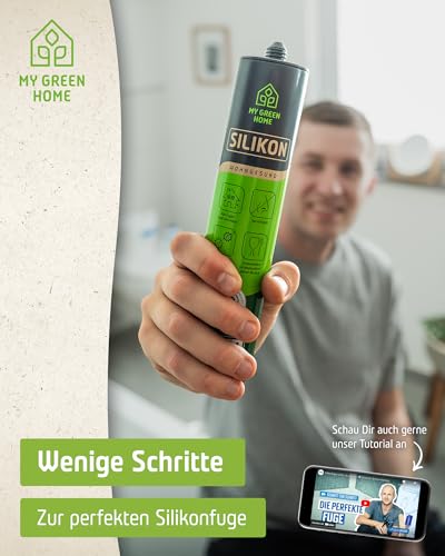 My Green Home Silikon 300ml Weiß - Für Fugen innen & außen - Sicher gegen Schimmel & ideal für Bad, Küche & Wohnbereich - Geruchs- & Schadstoffarm