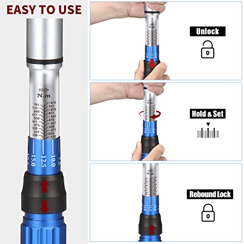 Image of BULLTOOLS 3 /4-Inch Drive Click Torque Wrench, 48-tooth High Accuracy Torque Wrench Set with a Hex Key 100-600ft.lb / 135-815Nm 1-Piece