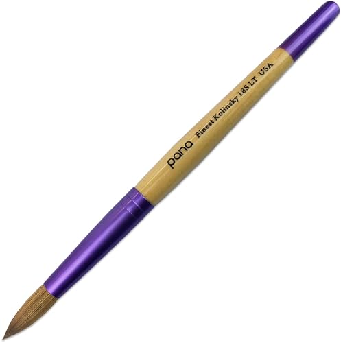 Pana USA Acrylic Nail Brush100% Pure Kolinsky Hair New LIMITED EDITION BEIGE PURPLE Wood Handle with Purple Ferrule Round Shaped Style (Size # 18)