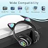 Kids Bluetooth Wireless Over-Ear Cat Ear Headphones with Microphone for Kids Teens Adults (Black) - Image 4