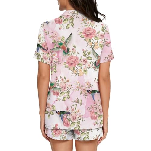 Image of Women's Short Sleeve Sleepwear Pajamas Nightwear with Pockets | skin-friendly breathable material resists pilling fading and deformation after repeated washing