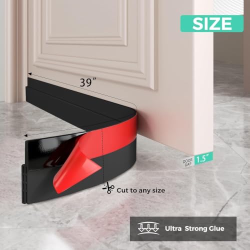 Image of TEKCOOL Silicon Door Bottom Sealing Strip | Self Adhesive Gap Filler Rubber | Door Bottom Sealing Strip Guard | Protector from Cockroach, Insect, Bugs, Air & Dust | (39 Inch, Black);