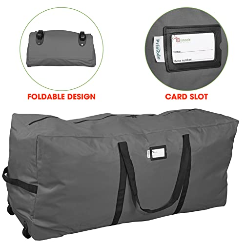 Primode Xmas Rolling Tree Storage Bag, Large Heavy Duty Storage Container, 22" Height X 16" Wide X 50" Long With 2 Wheels And Handles Fits Up To 6 Foot Tall Disassembled Holiday Tree (Gray) #TOP1
