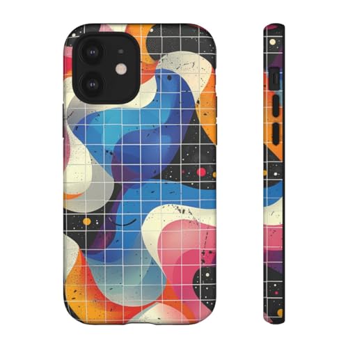 Coque rigide mate iPhone 12 motif abstrait coloré ondulé