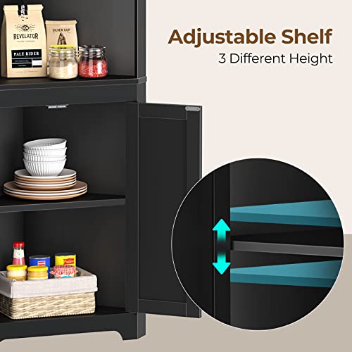 Rolanstar Corner Shelf with LED Light, 5Tier Corner with Door