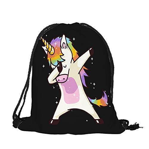 Kingmia Einhorn Turnbeutel, 3D Digital Gedruckt Rucksack Gym Bag, Sporttasche Drawstring Rucksack/Tasche String Tasche 32 * 39cm(H01)