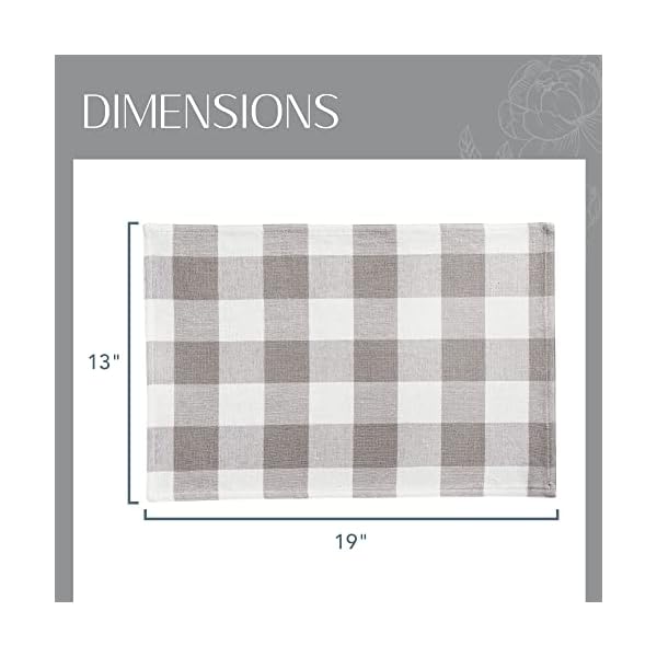   Elrene-Home-Fashions-Farmhouse-Living-Buffalo-Check-Placemats-Rustic-Dining-Table-Decor-Set-of-4-13-x-19-GrayWhite