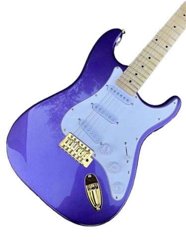 Guitare électrique personnalisée métal violet avec touche et matériel doré