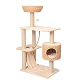 TT Mittlerer Beige Kratzbaum, leicht zu reinigen, gewebtes Katzennest, 1 ganze Sisal-Katzenkratzplatte, Vier-Jahreszeiten-Katzen-Eigentumswohnung, 45 * 65 * 130cm1 Größe, kletternde Katze