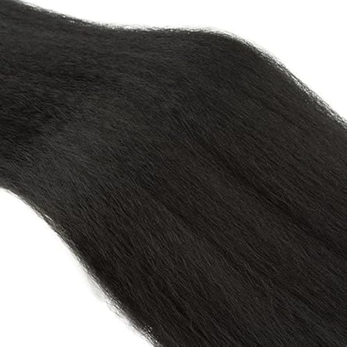 Extensiones de pelo real Yaki lacio sin procesar de 71 cm, negro natural con mínimo olor 5