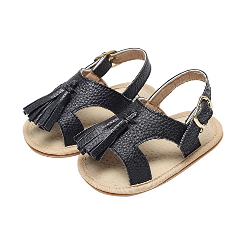 Infant Toddler Baby Girls Boys Shoes Sandals First Walkers Prewalkers Non-Slip Flat Shoes Summer (Black, 5 Toddler)
