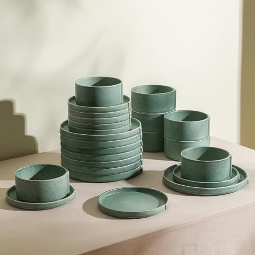 Stone Lain Bao 24-Piece Dinnerware Set Stoneware, Green by Stone Lain - Image 7