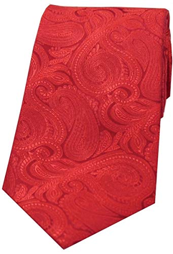 David Van Hagen Cravate en soie pour homme Motif cachemire, Rouge, taille unique Cover
