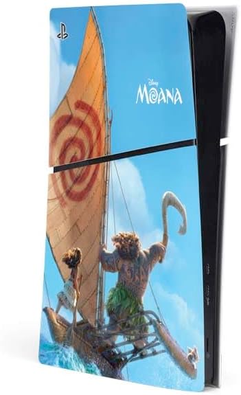 Skinit Decal Gaming Skin Compatible with PS5 Slim Digital Edition Console - Officially Licensed Disney Princess Moana Maui Ready to Fight Design