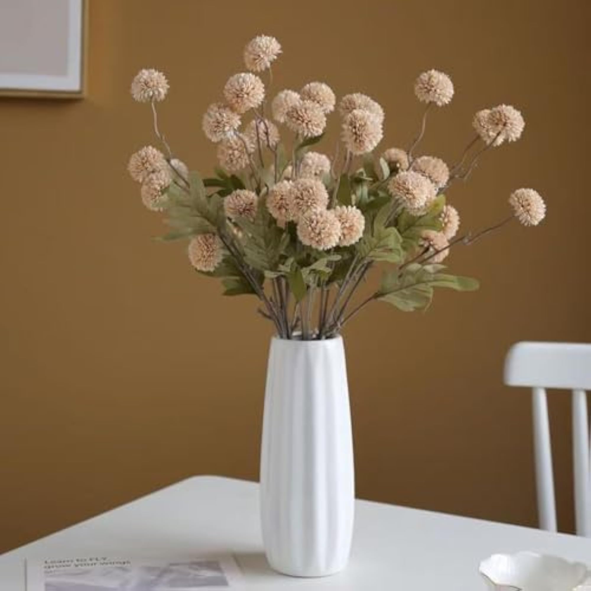10 Pcs Artificial Mums with Long Stems for Vase