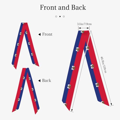 Haitian flag Printed silk scarf 46.9x3.1 inches, light, soft and warm shawl2