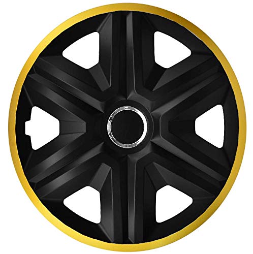 Luckyberg Radkappen - 'Fast LUX/Action' 14 Zoll 4er Set - Universal Fit für Autos und andere Fahrzeuge (Gold)