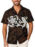 King Kameha Funky Camisa-Hawaiana, Manga-Corta, Maori-Chest, Marrón, M