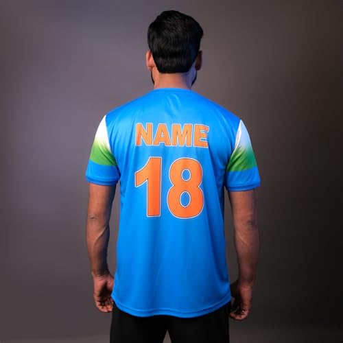 Image of YOURJERSEY Indian ODI Cricket Jersey 2024-25 | Personalized with Name & Number | Blue Team India Jersey for Kids, Men & Women | Sizes 2Y Kid to 4XL