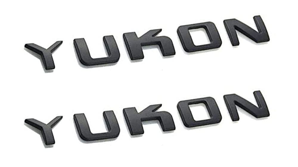 2pcs Fit Yukon Letters Emblems 3D Badge Nameplate Replacement fit GMC Yukon (Black)