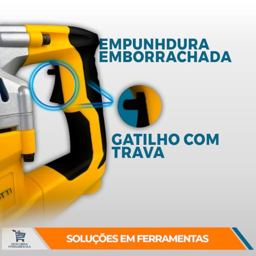 Martelo Rompedor Amarelo Menegotti MMR1300 15J 8KG Motor Monofásico SDS Demolição Perfurar Romper Co