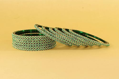 Image of NMII Glass Golden Beads & Pearls Moti Work Designer Bangles Set For Women & Girls | Kanch ki Chudi Set | Girl's Bangles Bracelet | Glass Bangles | Daily, Wedding, Party, Fashion Jewellery- Set of 12