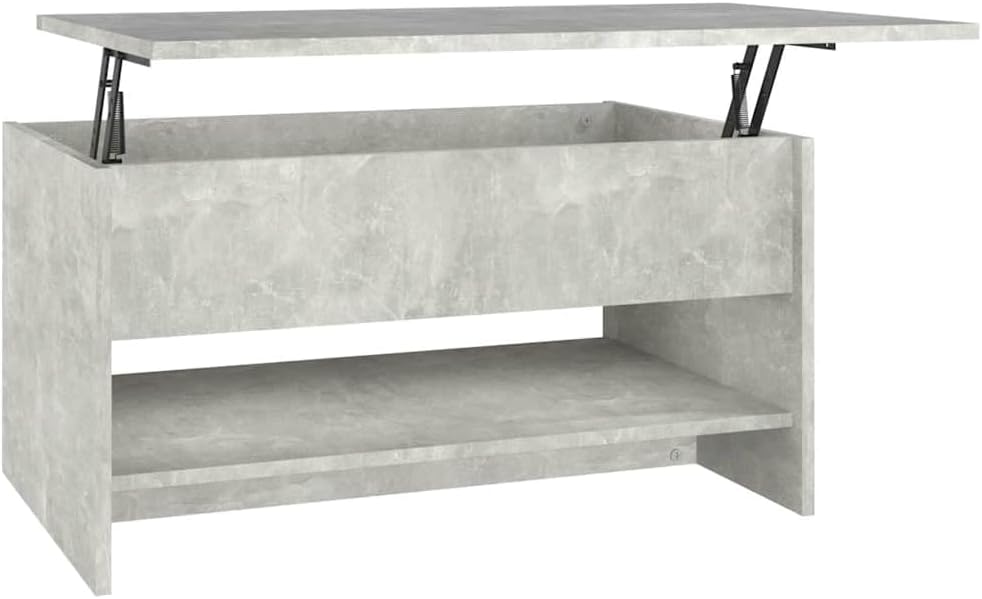 vidaXL Modern Coffee Table - Concrete Gray, Engineered Wood, Rectangular, Easy Assembly, Sturdy Design, Stylish Living Room Furniture