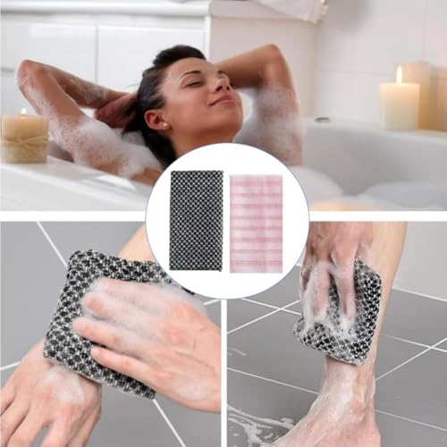 JFangZHZH Peeling-Handtuch,2 Stück Extra Langer Peeling-Waschlappen,Japanischer Exfoliating Waschlappen Set, Rückenschrubber für Bad und Dusche,Rückenbürste für Männer und Frauen