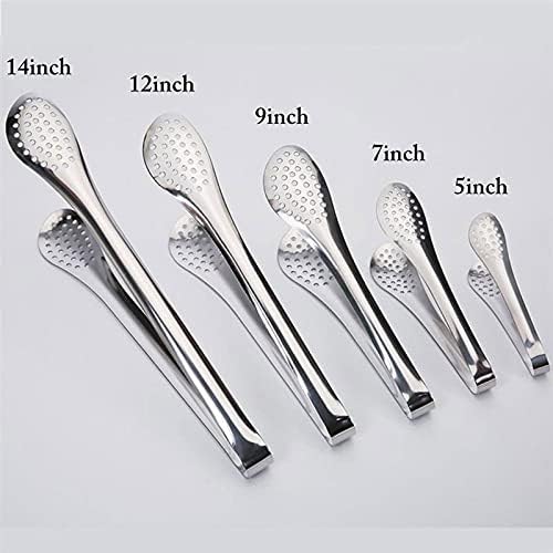 Cooking Tongs Cheap Tongs, 1pc Stainless Steel Kitchen Tong Heat Resistant Hollow-Out Barbecue Tongs Food Tongs Tongs(12 Inch)