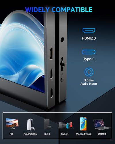 Image of Yodoit Portable Monitor 144Hz 15.6Inch - 1080P Gaming Screen for Laptop IPS Display with USB Type C Port and Speakers with Smart Cover Metal Compatible with PC, MacBook, Xbox (Black)