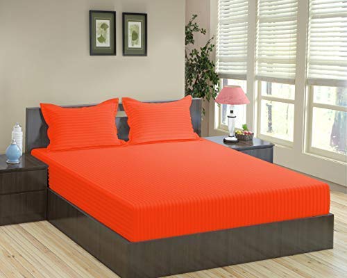 Trance Home Linen 200 TC Pure 100% Cotton Bedsheet Set of 4pcs-(1 King Size Fitted Sheet + 1 King Size Flat Sheet and 2 Pillow Covers,Orange) (B07C8199HX) Amazon Price History, Amazon Price Tracker