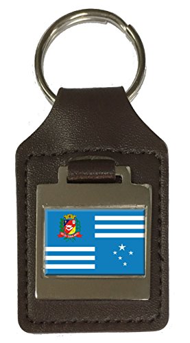 Porte-clés en cuir gravé drapeau de l'État de Assis pour votre voiture